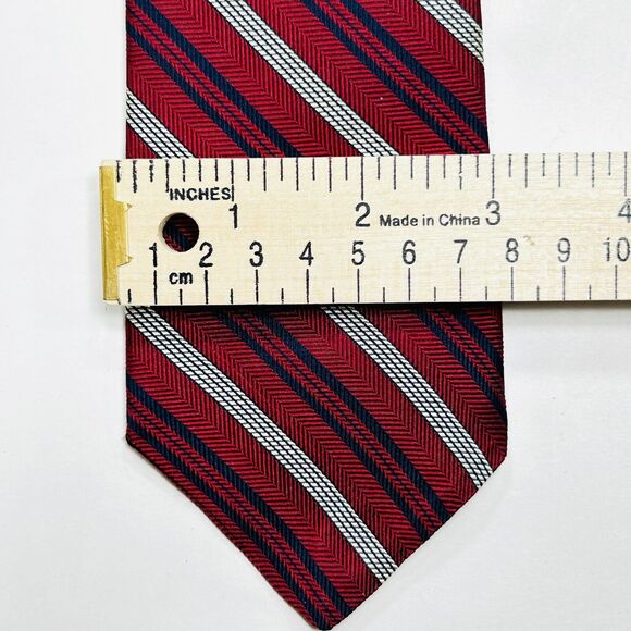 Vintage Christian Dior Neck Tie Men’s Red White Blue 90s Stripes Silk 56.5" x 3" - Picture 3 of 9